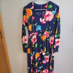 Vintage 70s La Chat Floral Maxi Dress Modern Size 4-6